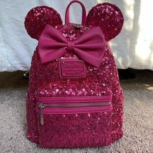 Loungefly Disney Minnie Mouse Magenta Sequin Mini Backpack